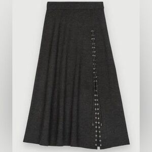 Maje Midi skirt in silver eyelet knit